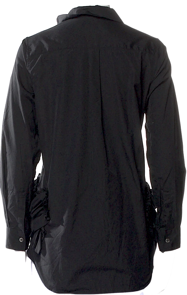 Comme des Garçons Comme des GarçonsJapan. Black Ruffle Embellishment Long Sleeve Button-Up Top