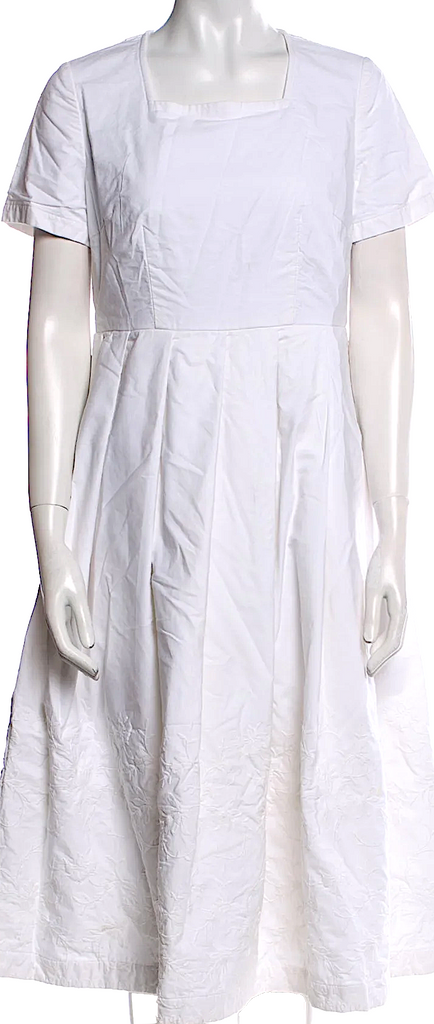 Comme des Garçons Comme des Garçons Japan. White Cotton Flare Midi Length Dress