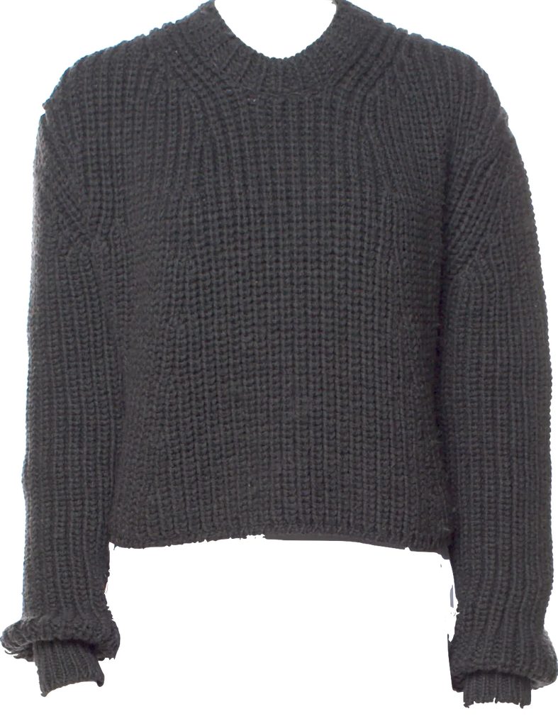 Diesel Black Gold. (Glenn Martens) Grey Virgin Wool Crew Neck Cropped Sweater