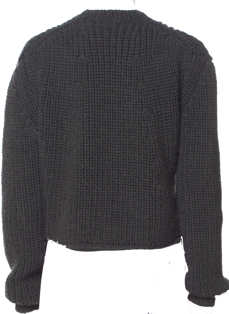 Diesel Black Gold. (Glenn Martens) Grey Virgin Wool Crew Neck Cropped Sweater