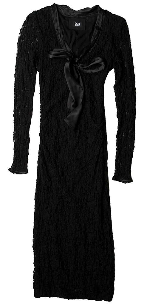 DOLCE&GABBANA ITALY. D&G Vintage 2000S Collection Black Midi Length Dress DOLCE&GABBANA ITALY. D&G Vintage 2000S Collection Black Midi Length Dress