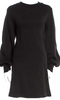 Diesel Glenn Martens. Black Cotton Knit Ornamented Back Side Crew Neck Mini Dress