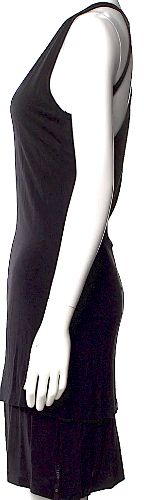 Diesel (Glenn Martens) Black Rayon/Linen Scoop Neck Mini Dress