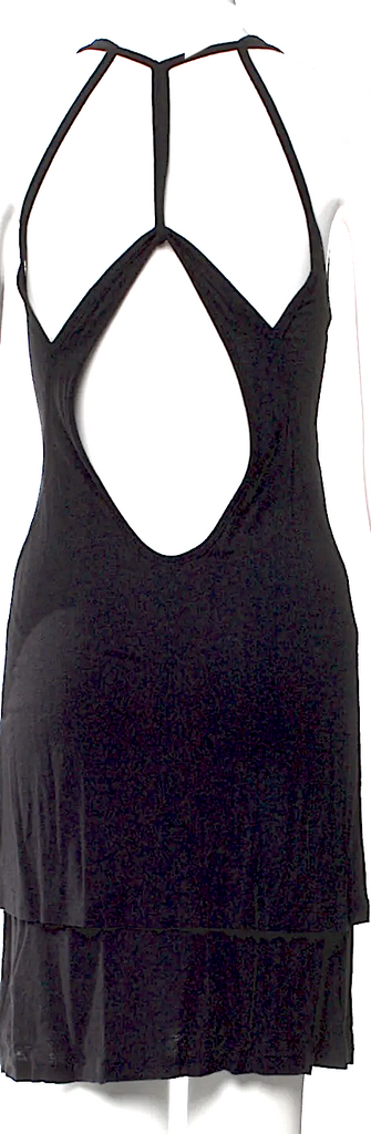 Diesel (Glenn Martens) Black Rayon/Linen Scoop Neck Mini Dress