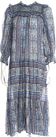 Jigsaw London UK.  Blue Floral 00% Viscose Sleeveless Maxi Dress