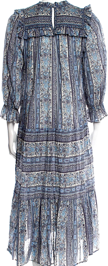 DÔEN. Blue Cotton Paisley Print Long Dress