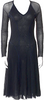 JEAN PAUL GAULTIER PARIS. Fuzzi. Black  V-Neck Midi Length Dress
