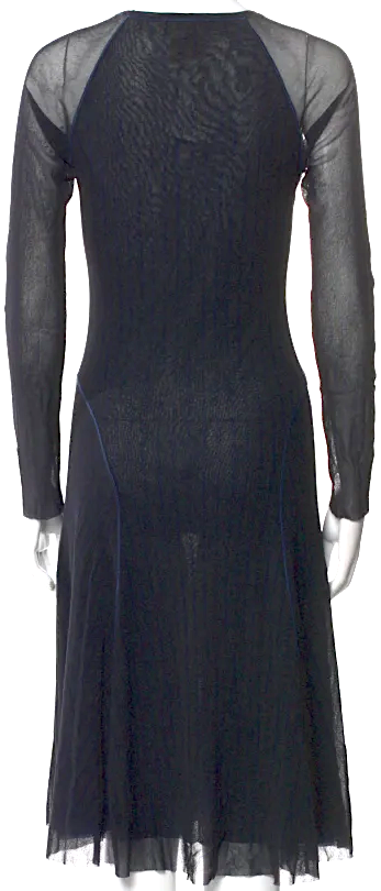 JEAN PAUL GAULTIER PARIS. Fuzzi. Black  V-Neck Midi Length Dress