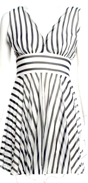 JEAN PAUL GAULTIER PARIS. Fuzzi. Silver Striped Mini Dress