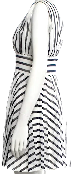 JEAN PAUL GAULTIER PARIS. Fuzzi. Silver Striped Mini Dress