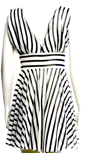 JEAN PAUL GAULTIER PARIS. Fuzzi. Silver Striped Mini Dress