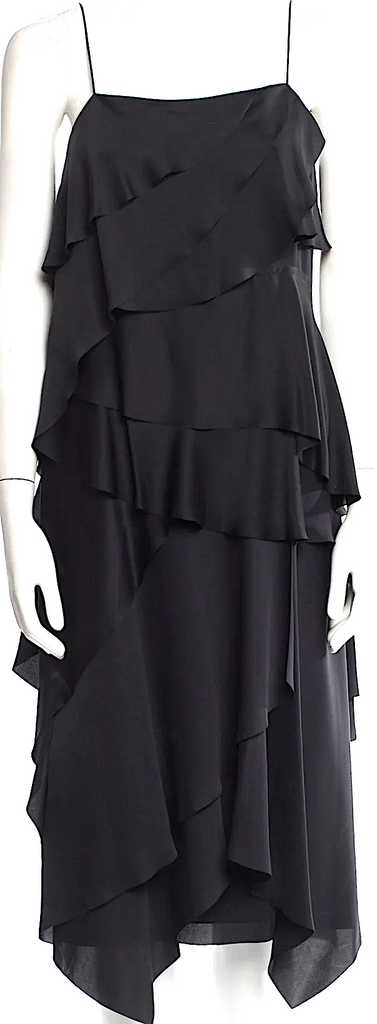 Grey by Jason Wu NYC. Black Tiered Spaghetti Straps Midi Length Dress