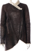 Helmut Lang NY. Dark Brown Lambskin Faux Fur Wrap Jacket