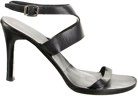 Chloe Paris. Silver/Black Plush Crossed Strap Flat Slides Sandals