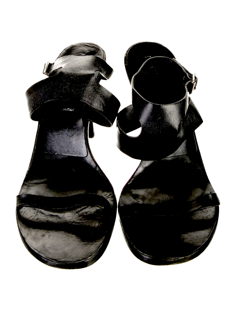 Helmut Lang NY. Black Leather Sandals 38