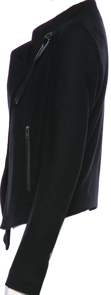 HELMUT LANG NY. Black Wool Leather Trim Jacket