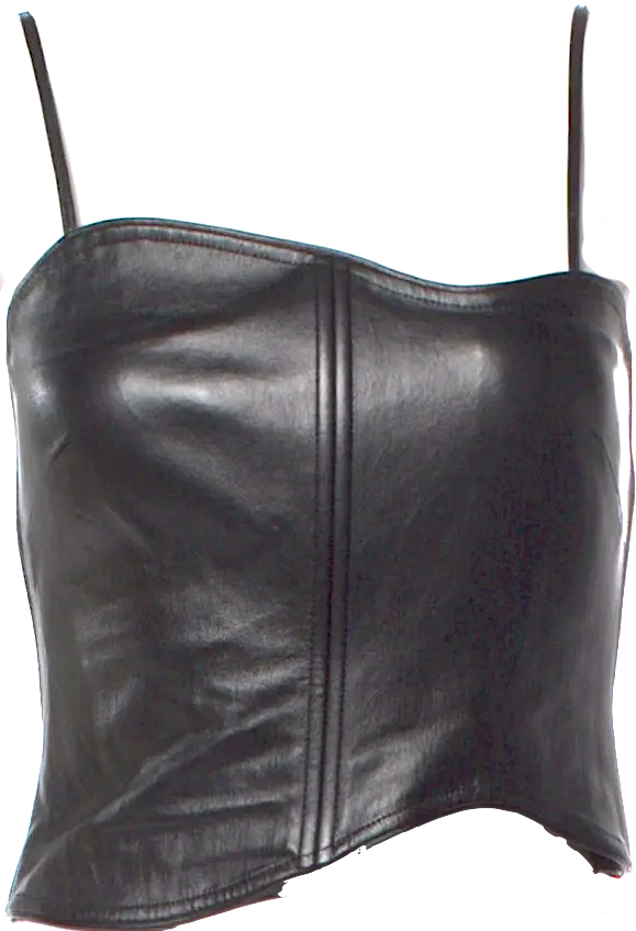 Helmut Lang Black Lambskin Leather Square Neckline Bustier Top