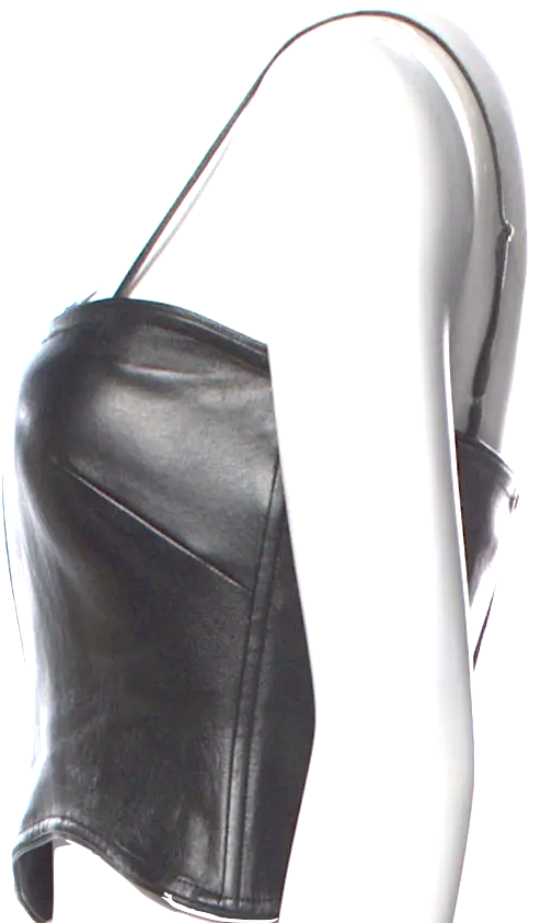 Helmut Lang Black Lambskin Leather Square Neckline Bustier Top