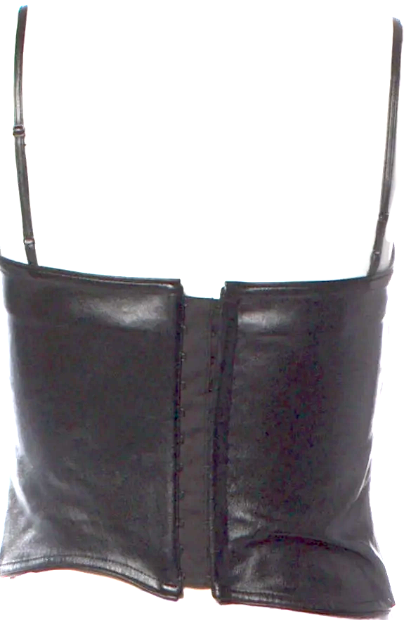 Helmut Lang Black Lambskin Leather Square Neckline Bustier Top