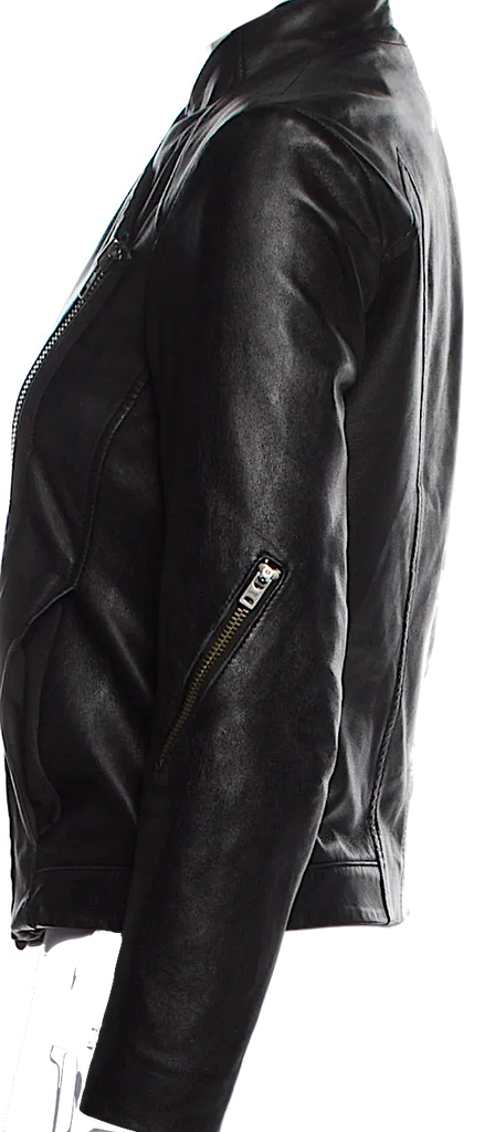 Helmut Lang Lambskin Leather Asymmetrical Zipper Biker Jacket