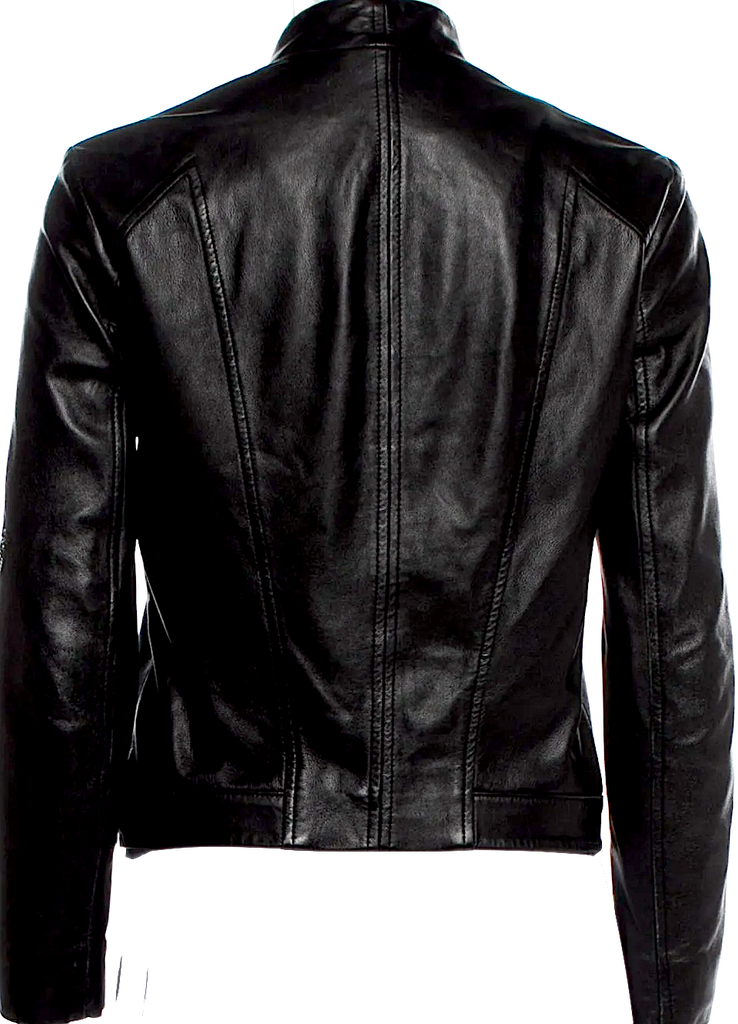 Helmut Lang Lambskin Leather Asymmetrical Zipper Biker Jacket