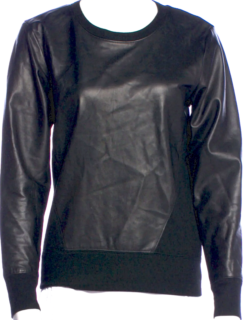 Helmut Lang NY. Lambskin Leather Crew Neck Sweater/Top