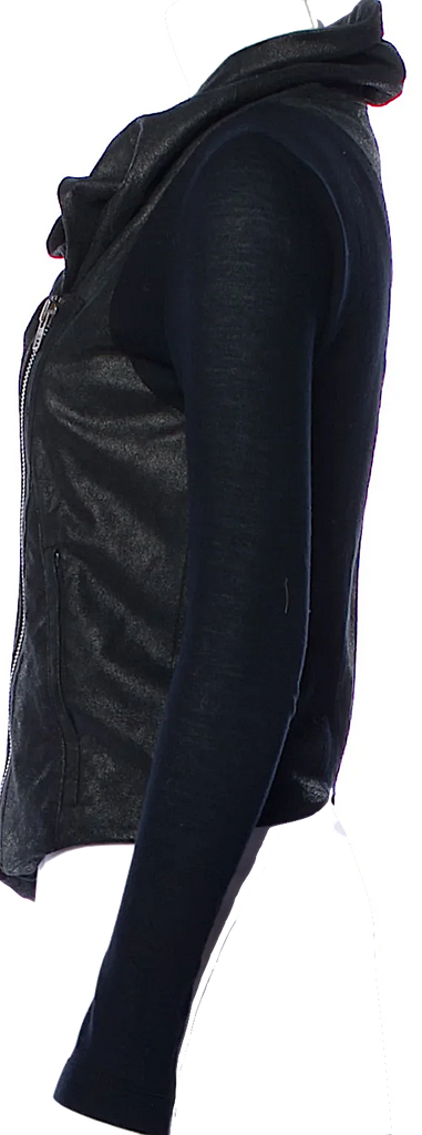 Helmut Lang NY. Black Lamb Leather Cowl Neck Moto Style Jacket