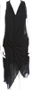 Helmut Lang Black Viscose V-Neck Midi Length Dress