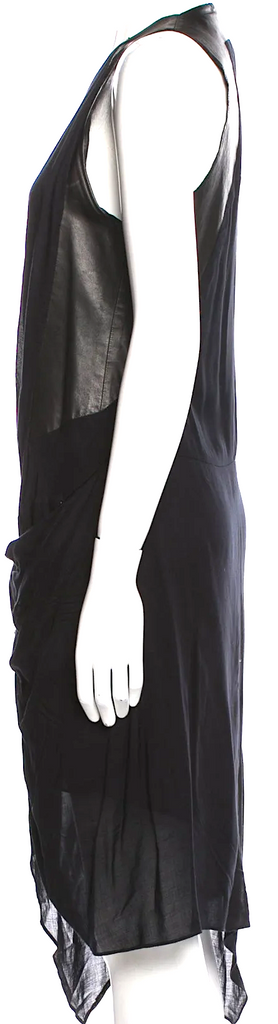 Helmut Lang Black Viscose V-Neck Midi Length Dress