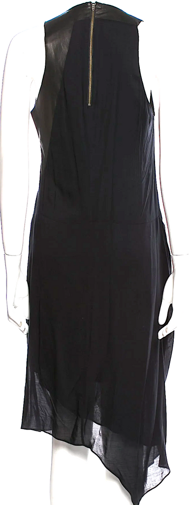 Helmut Lang Black Viscose V-Neck Midi Length Dress