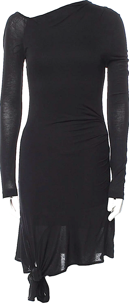 Helmut Lang Black Viscose One-Shoulder Mini Dress