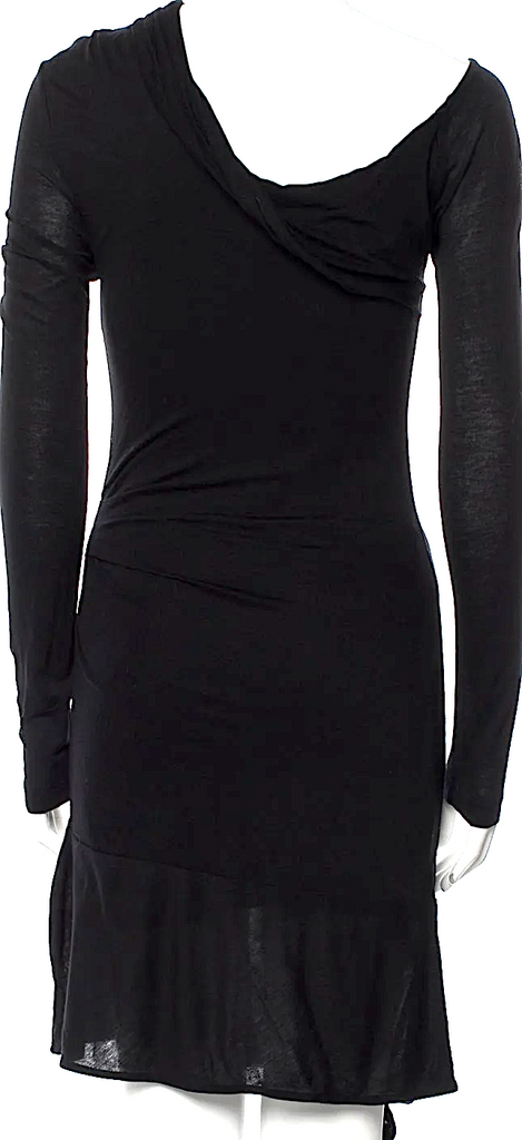 Helmut Lang Black Viscose One-Shoulder Mini Dress