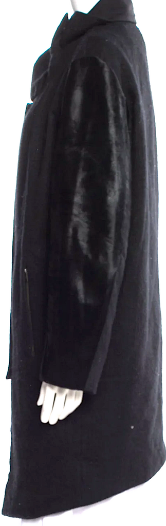 Helmut Lang NY. Black Faux Fur Coat