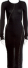 Helmut Lang Black Outseam Cotton BodyCon Crew Neck Midi Length Dress