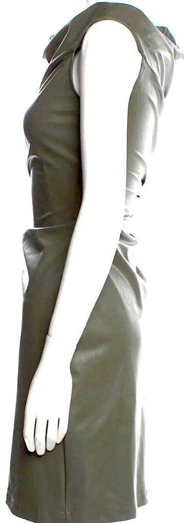 Helmut Lang NY. Green Poly/Spandex Cowl Neck Mini Dress