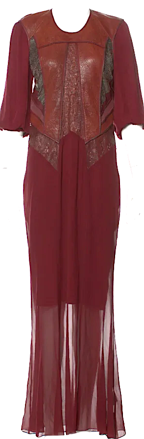 Helmut Lang NY. Burgundy Silk Long Evening Dress