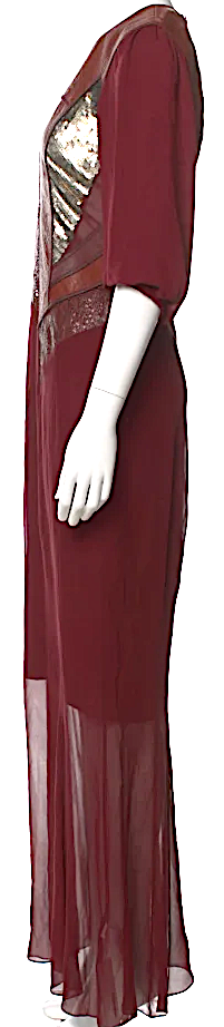 Helmut Lang NY. Burgundy Silk Long Evening Dress