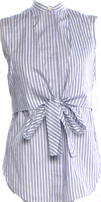 Helmut Lang . NY. Blue/Cotton Cotton Striped Sleeveless Top