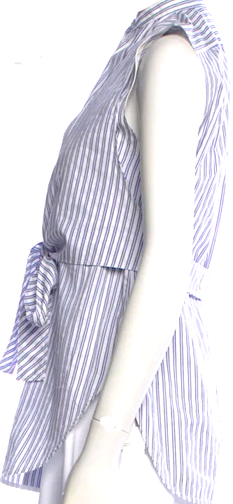 Helmut Lang . NY. Blue/Cotton Cotton Striped Sleeveless Top