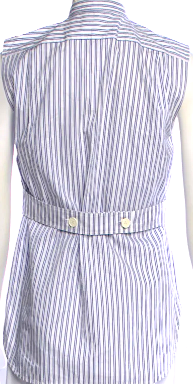 Helmut Lang . NY. Blue/Cotton Cotton Striped Sleeveless Top