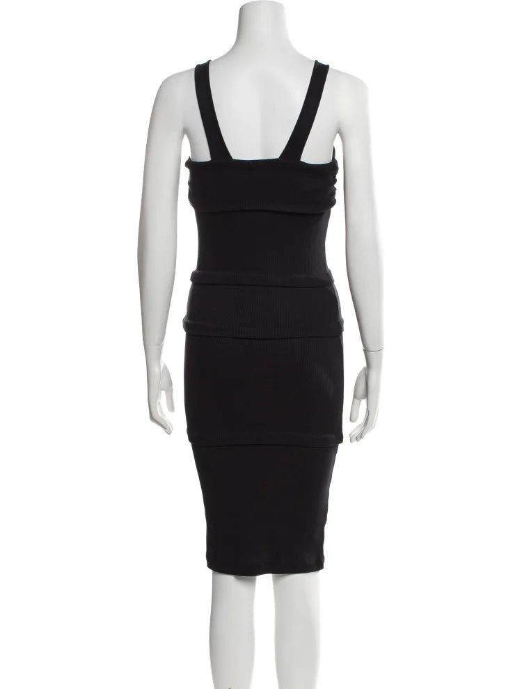 Helmut Lang NY. Black Silk Knee-Length Dress