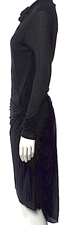 Helmut Lang NY. Black Cowl Neck Knee-Length Dress