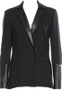 Helmut Lang NY. Black Viscose/Wool Blend Leather Trim Accent Blazer