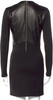 Helmut Lang NY. Black Lambskin Leather Rayon/Nylon/Elastane Blend Fabric Crew Neck Mini Dress