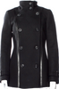 Mackage Black Wool & Leather Trim Peacoat