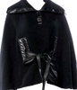 Mackage MONTREAL. Black Leather Accented Virgin Wool Sweater/Cape