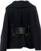 Mackage MONTREAL. Black Leather Accented Virgin Wool Sweater/Cape