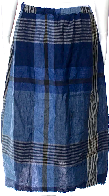 Hannoh Wessel Paris. Plaid Linen Midi Length Skirt
