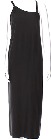 Alberta Ferretti Italy. "Philosophy" Black Satin Sleeveless Zip Up A-Line Dress