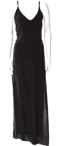 Proenza Schouler NY. Viscose Back Zip Sleeveless V Neck Black Knit Dress